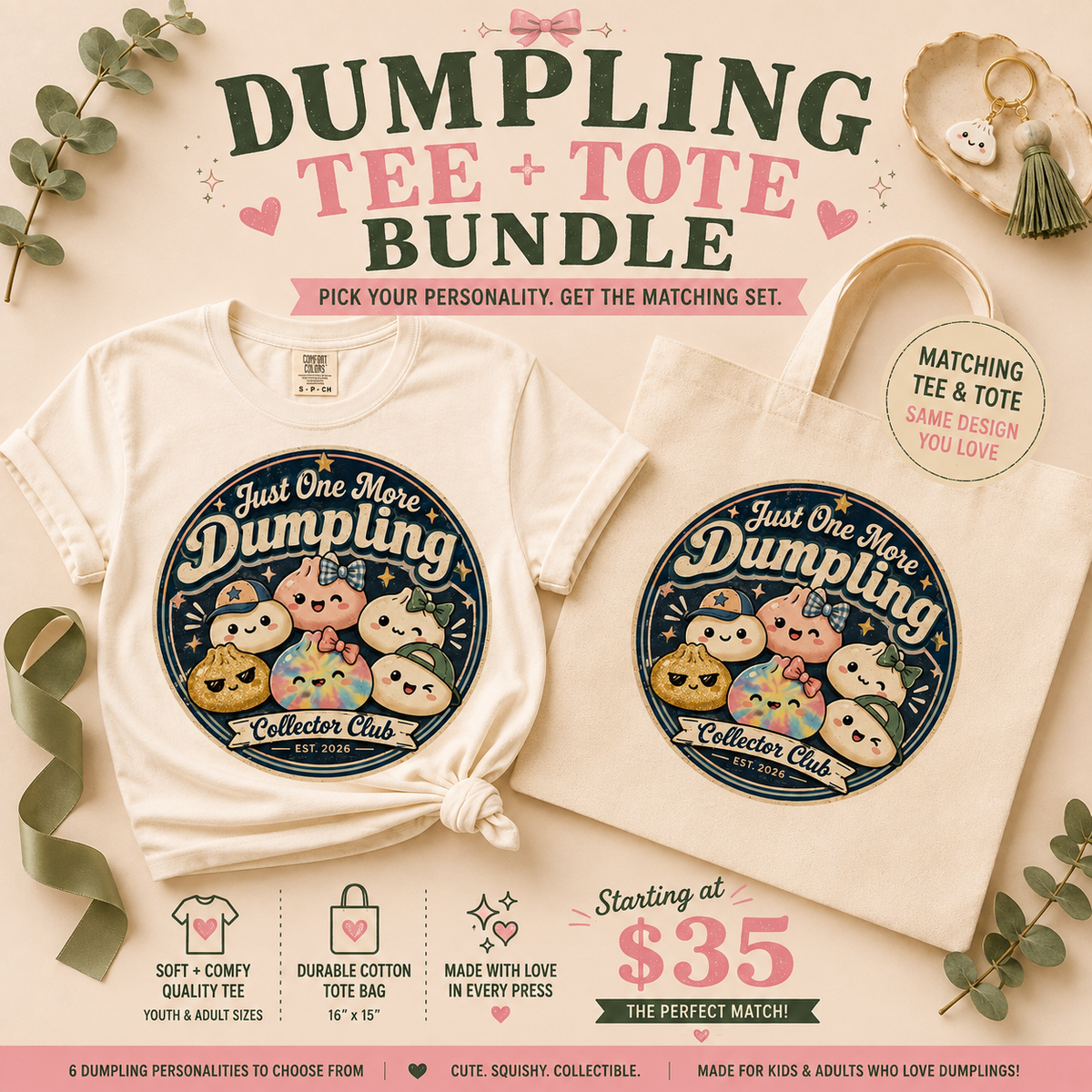 Dumpling T-Shirt + Matching Tote Bundle
