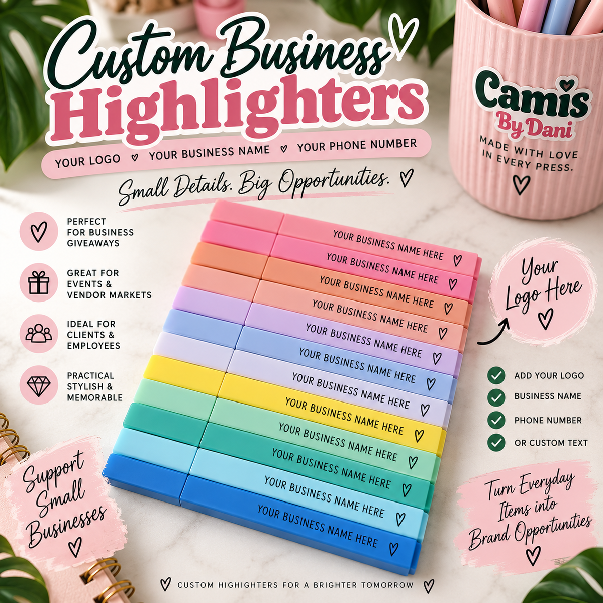 Custom Business Logo Highlighters | Bulk Personalized Highlighters