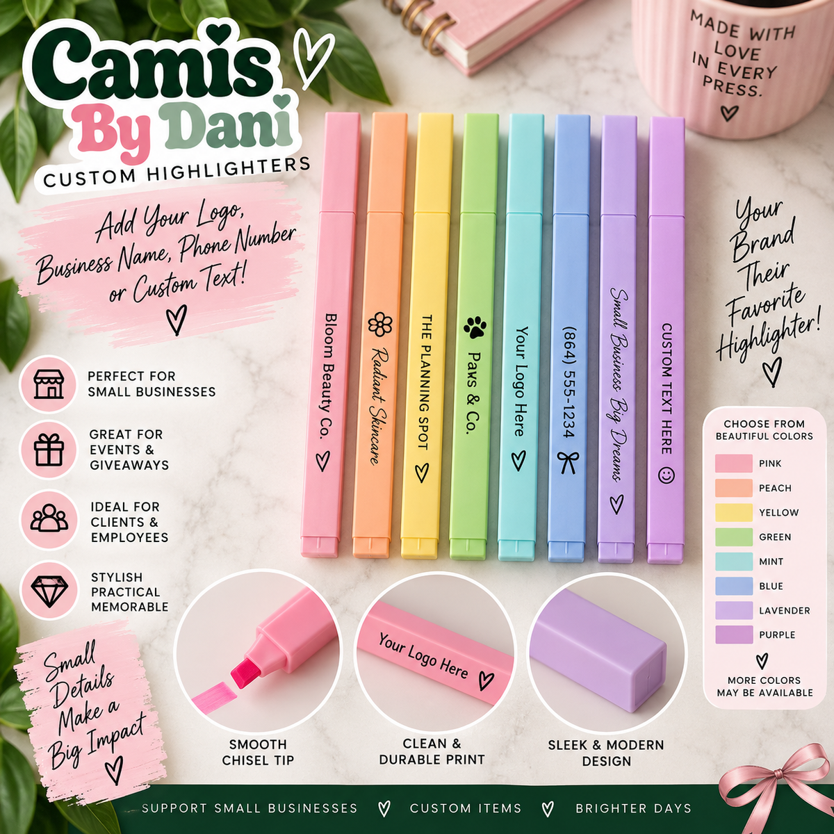 Custom Business Logo Highlighters | Bulk Personalized Highlighters