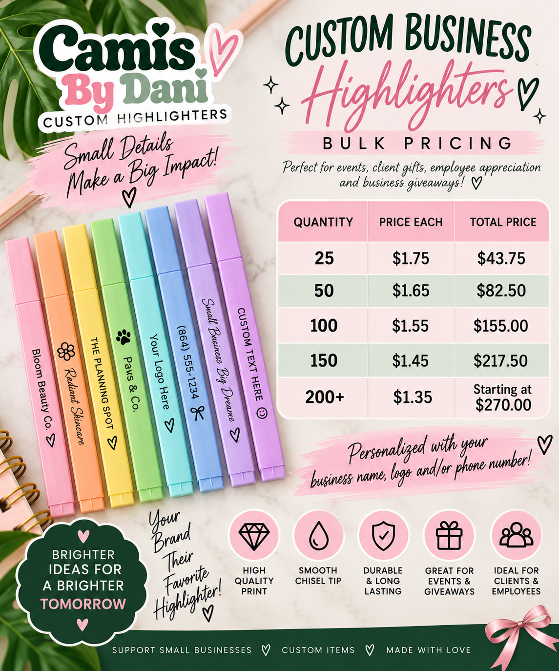 Custom Business Logo Highlighters | Bulk Personalized Highlighters