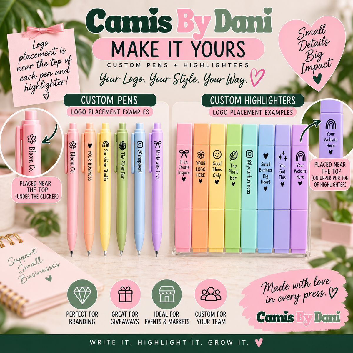 Custom Business Pens + Highlighters Bundle