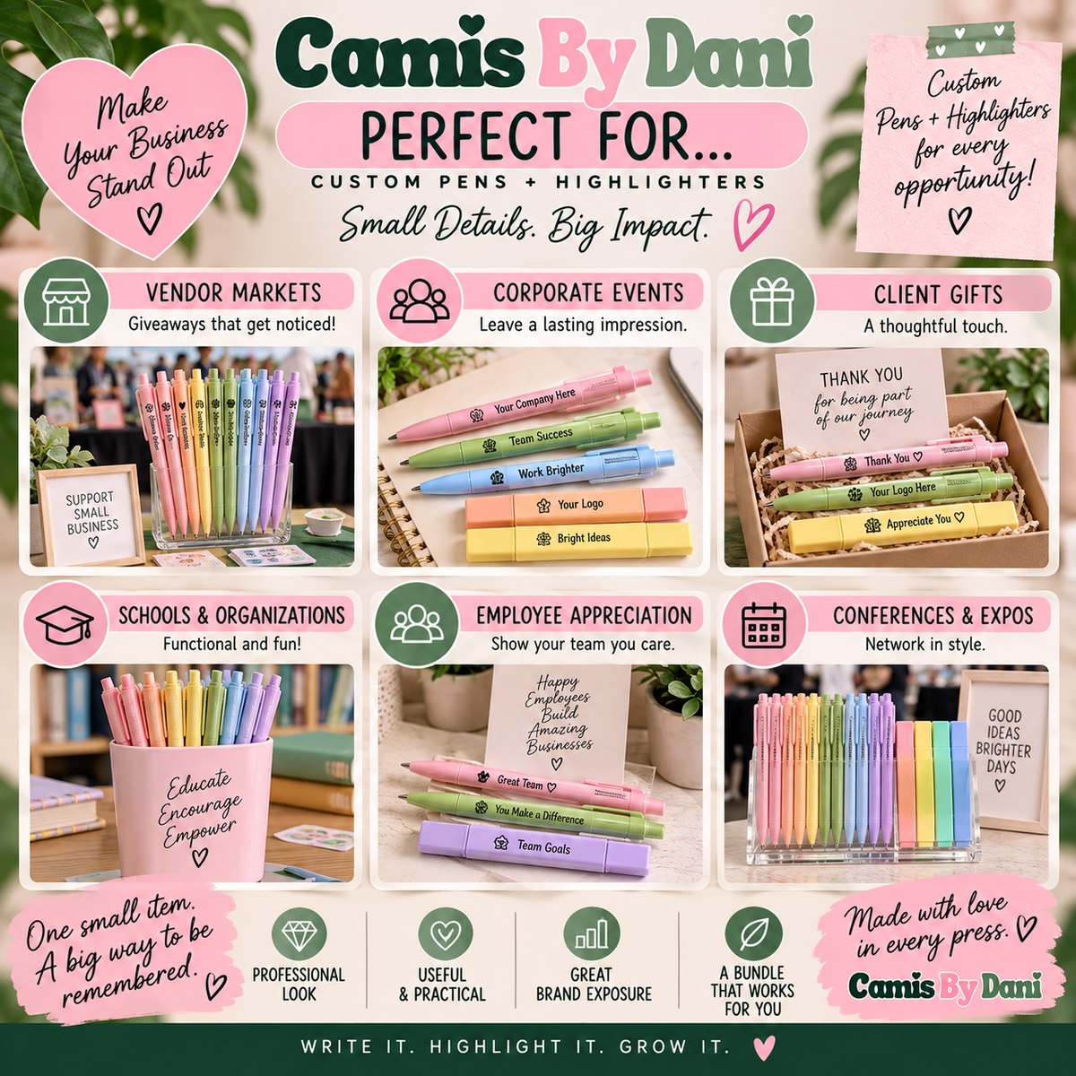 Custom Business Pens + Highlighters Bundle