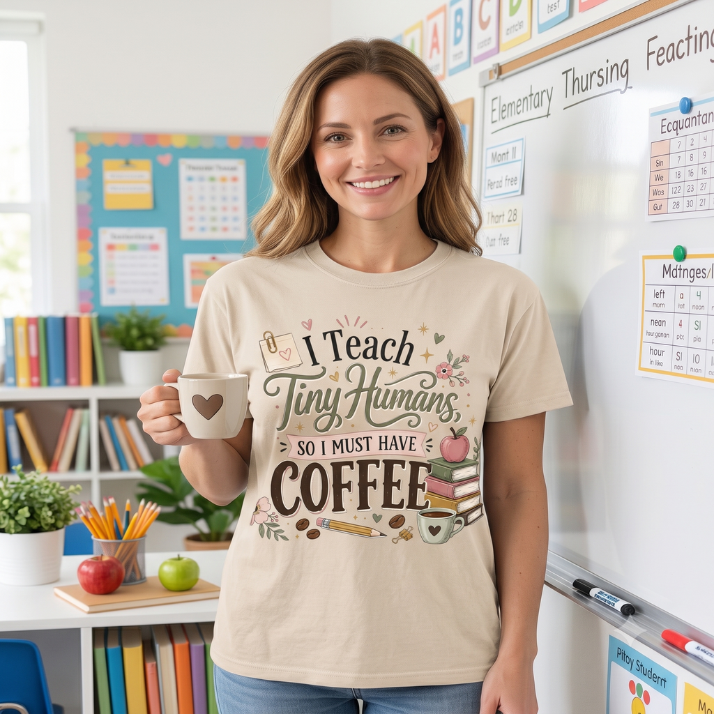"I Teach Tiny Humans So I Must Have Coffee" Graphic Tee