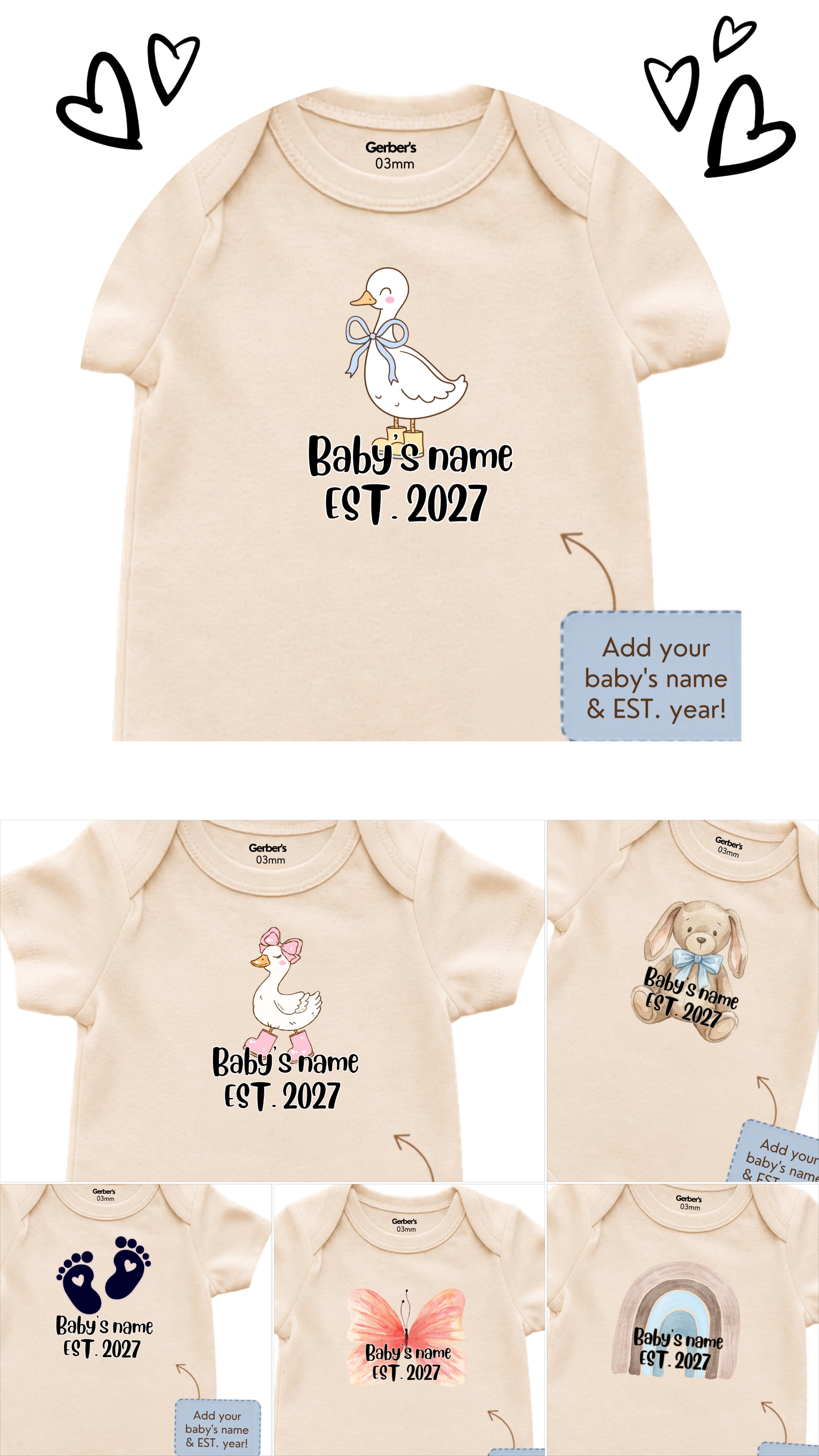 Custom Baby Onesie with Name and Year
