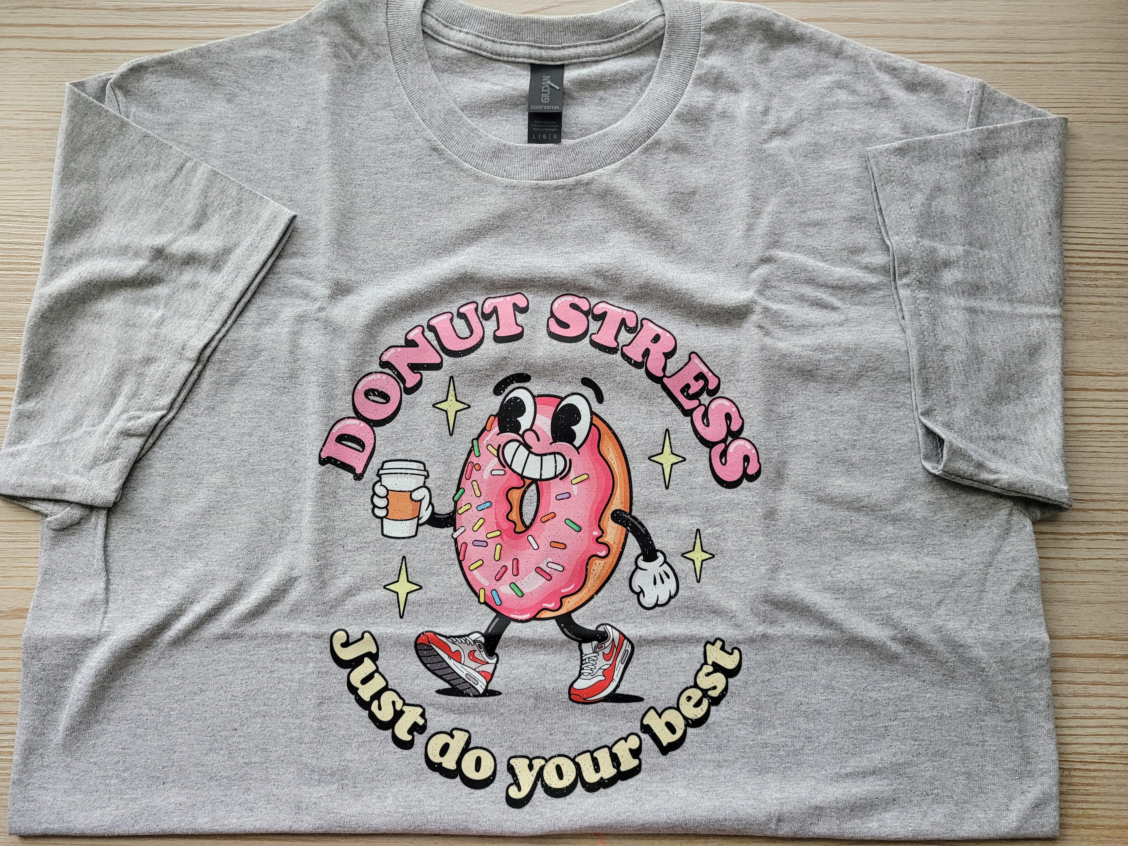 Vintage Retro Donut Stress Just Do Your Best T-Shirt - Funny Motivational Graphic Tee