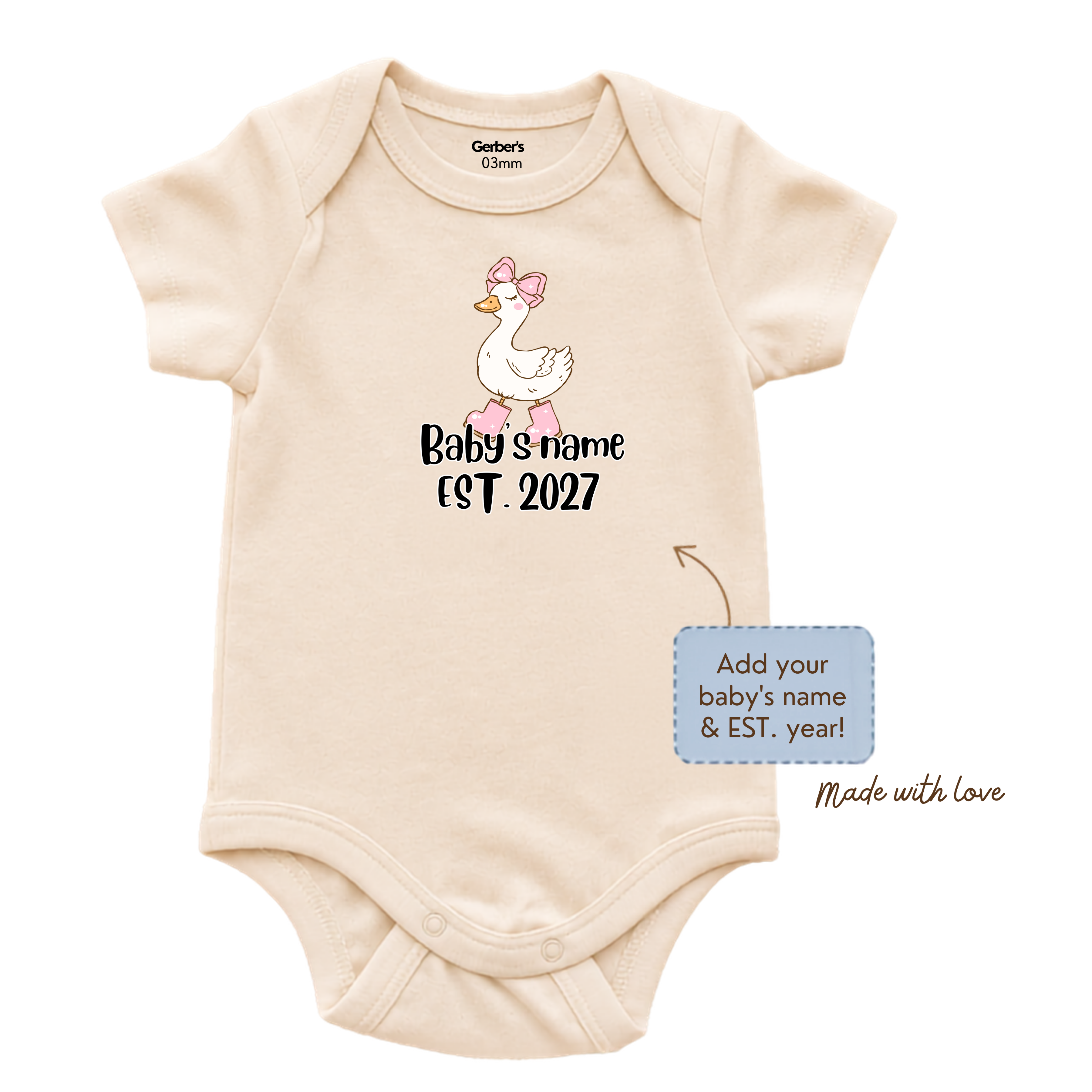 Custom Baby Onesie with Name and Year