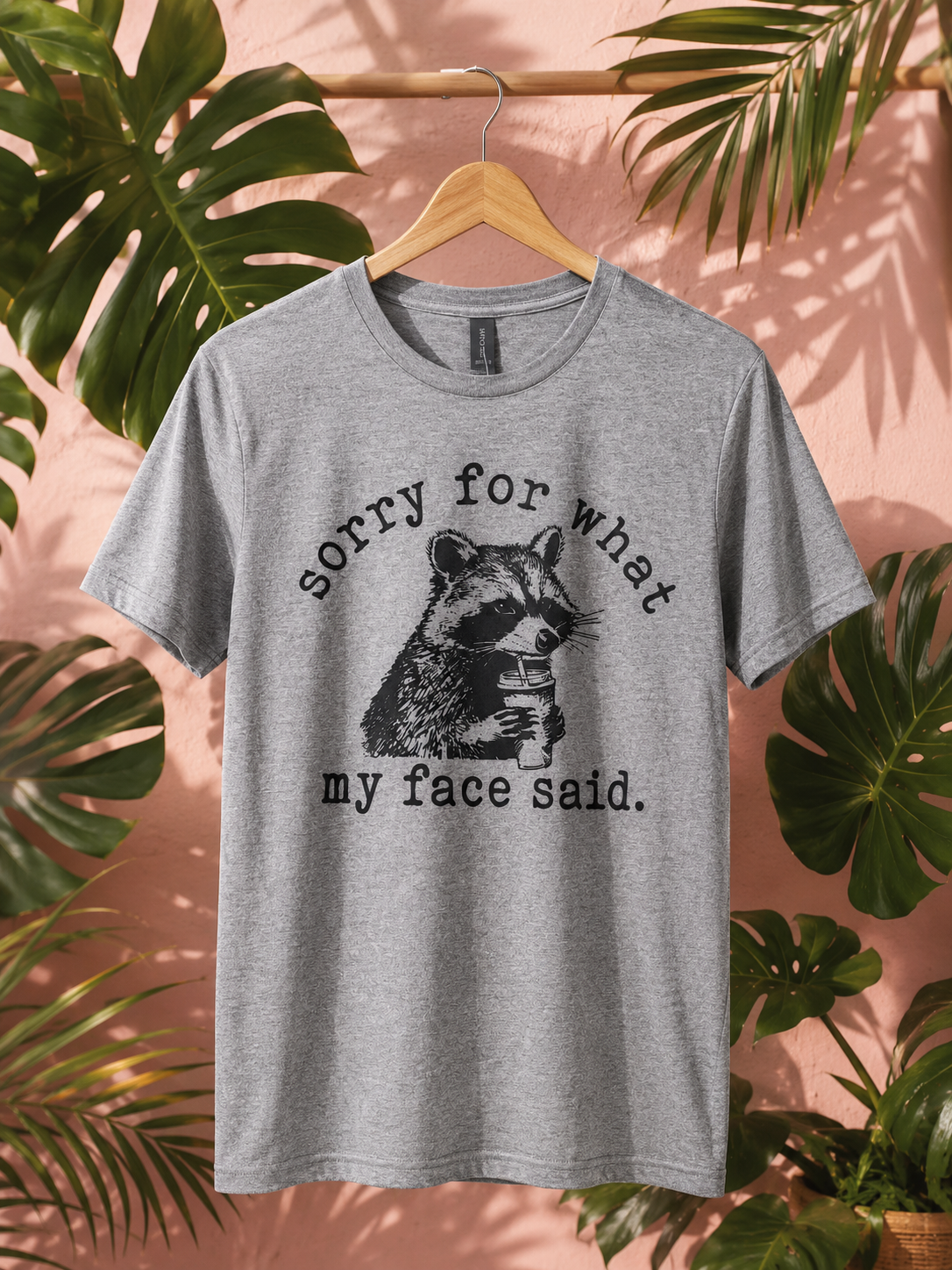 Sorry For What My Face Said Raccoon Graphic Tee - Funny Sarcastic Shirt