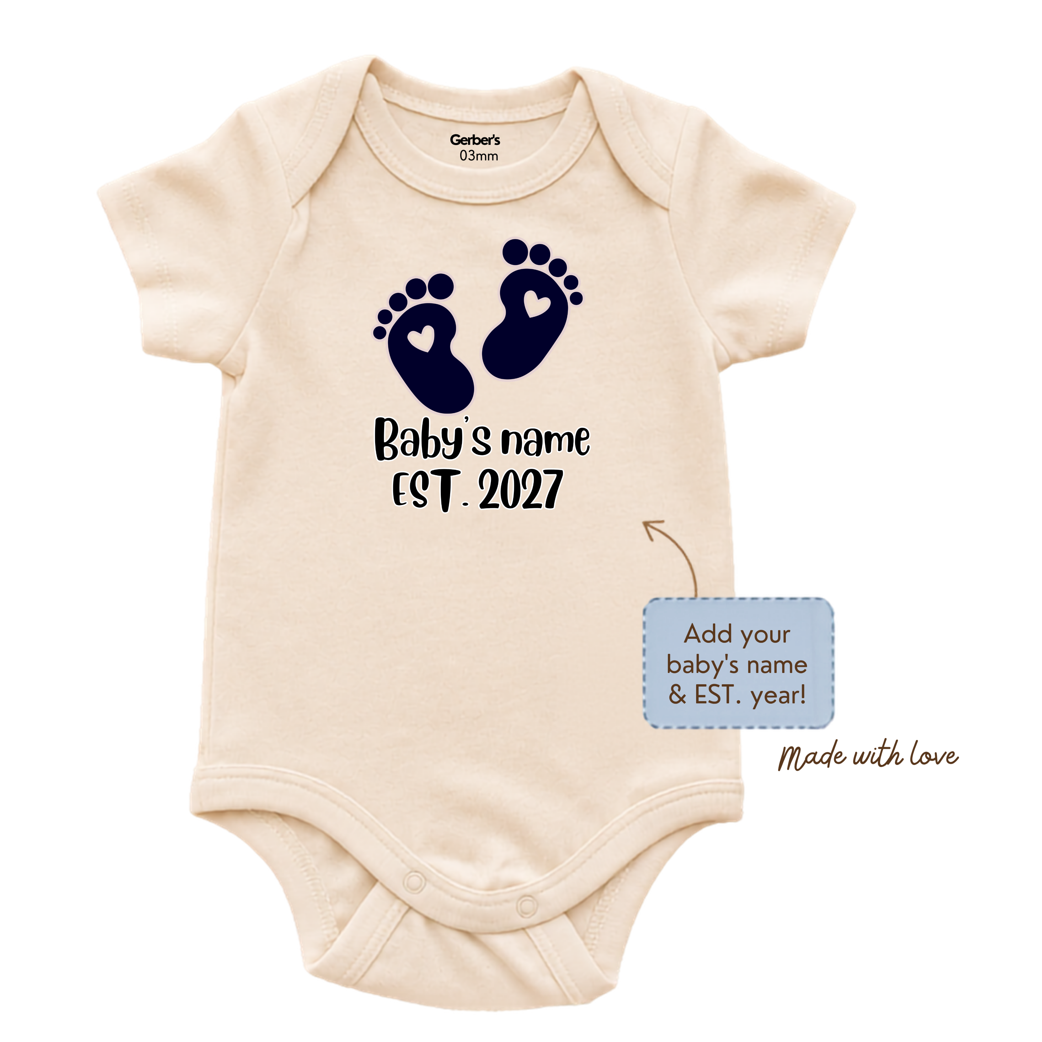 Custom Baby Onesie with Name and Year