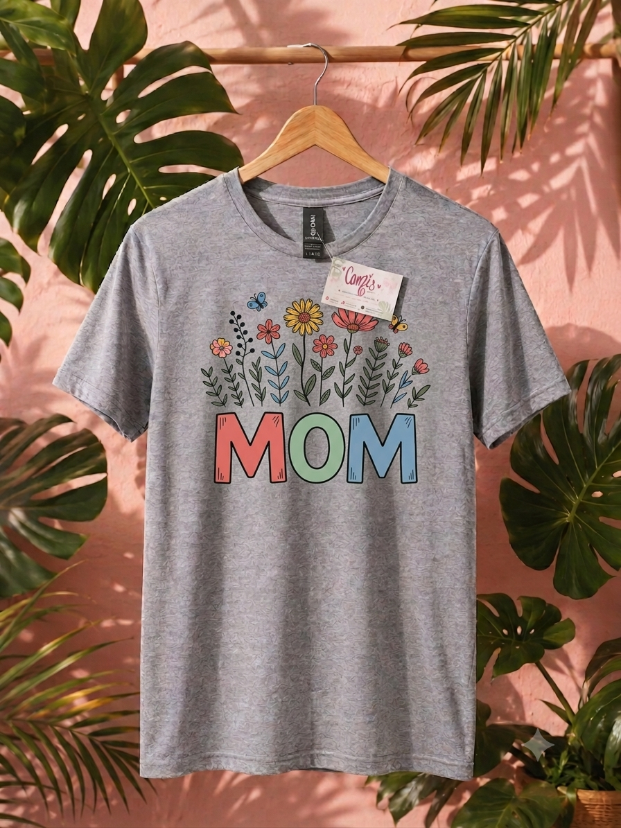 Retro Floral Mom Graphic Shirt - Cute Mom Tee