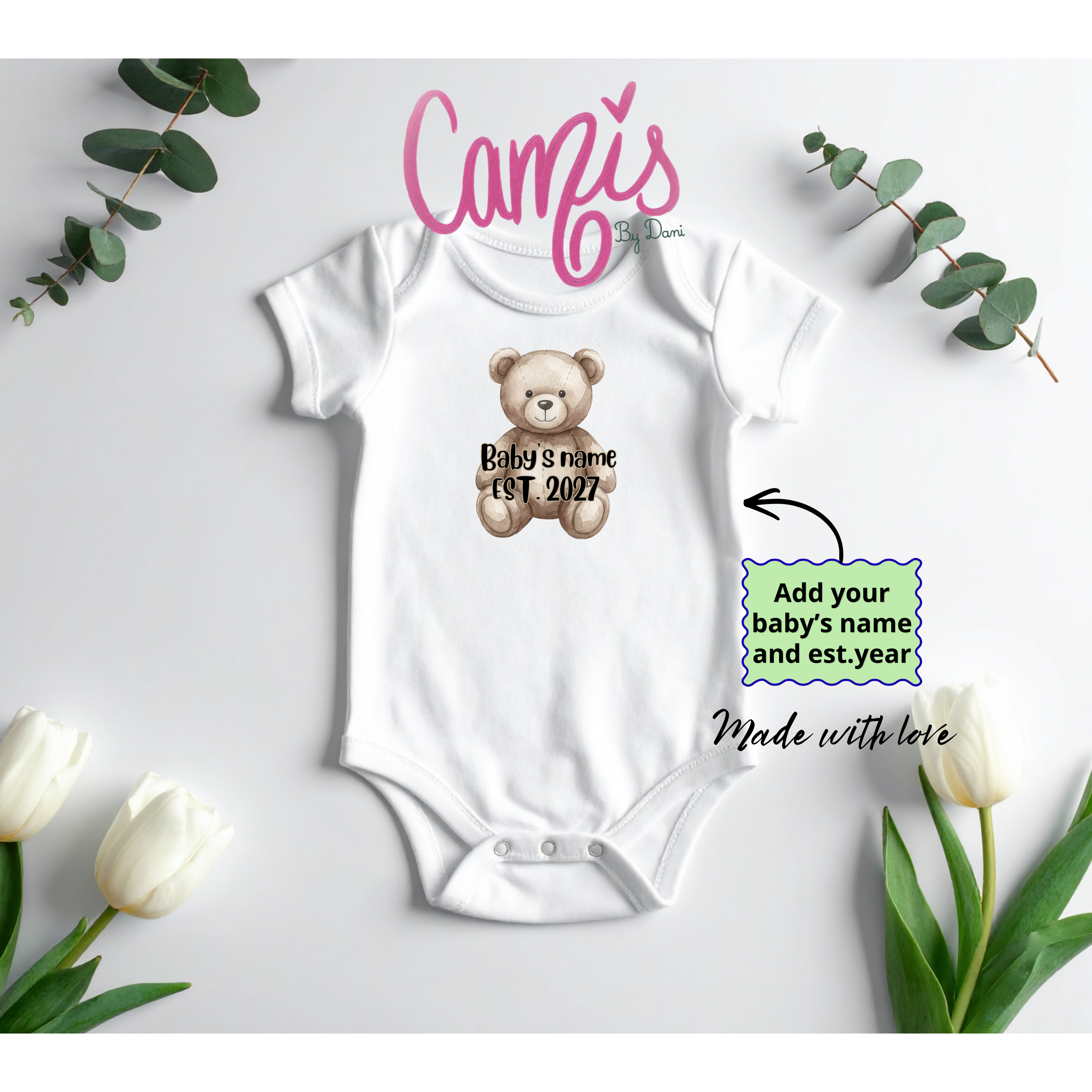 Custom Baby Onesie with Name and Year