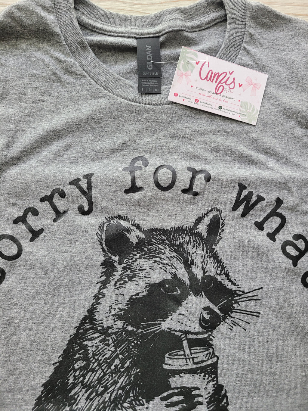 Sorry For What My Face Said Raccoon Graphic Tee - Funny Sarcastic Shirt
