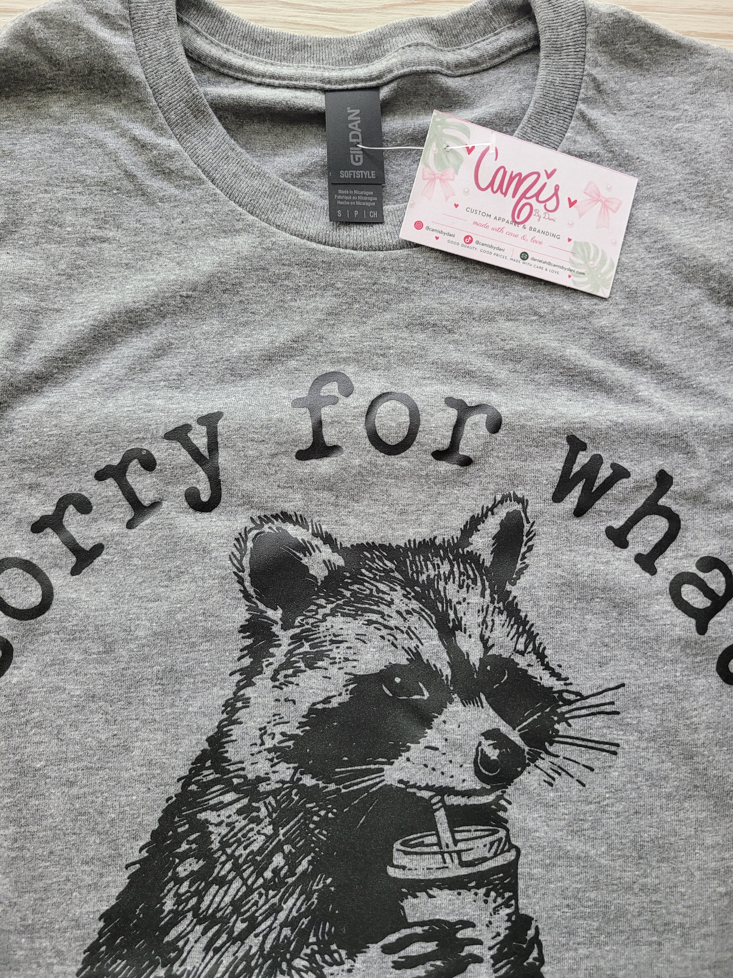 Sorry For What My Face Said Raccoon Graphic Tee - Funny Sarcastic Shirt