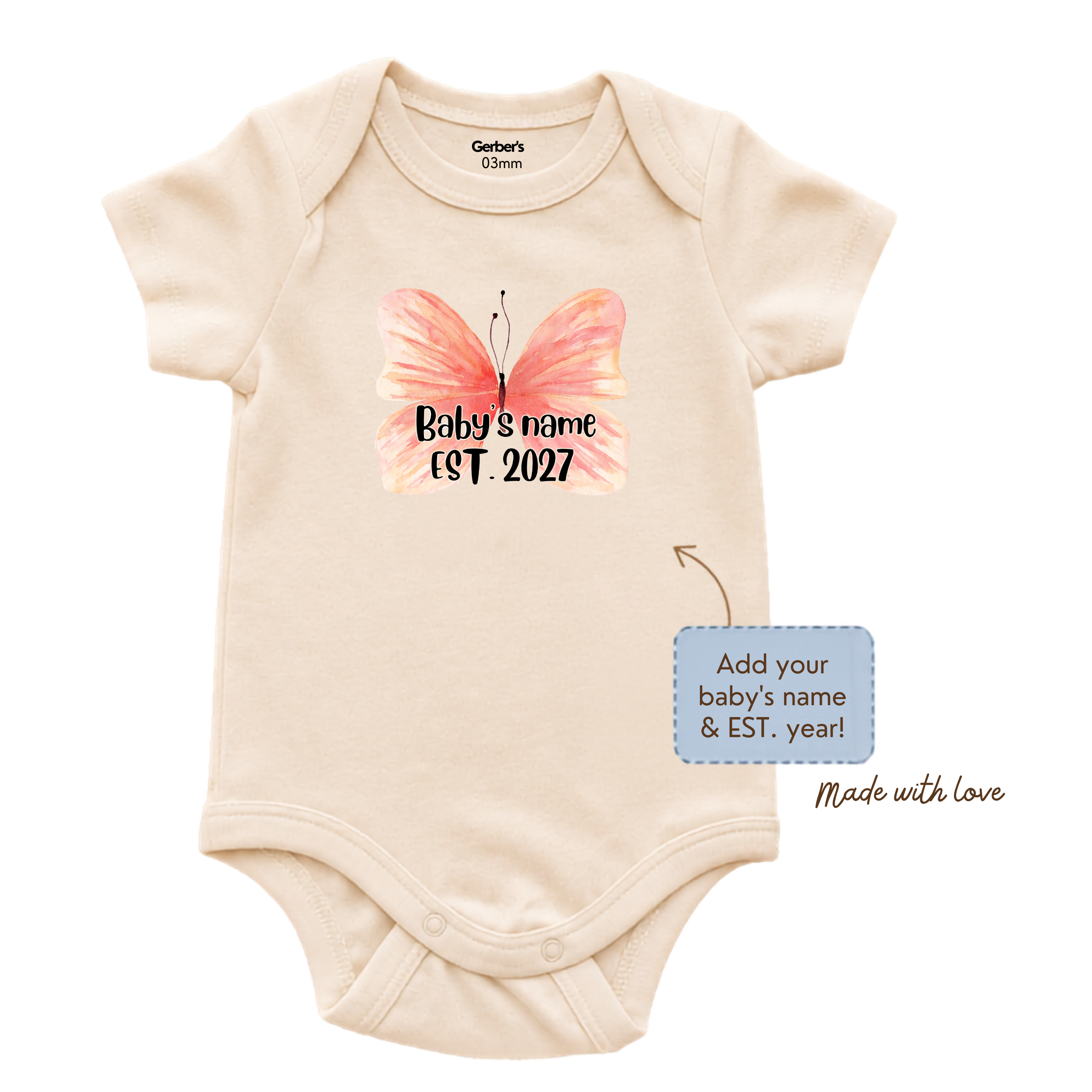 Custom Baby Onesie with Name and Year