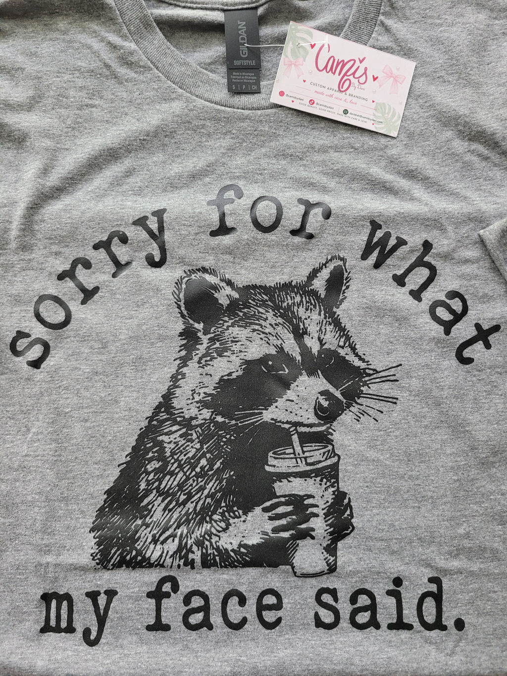 Sorry For What My Face Said Raccoon Graphic Tee - Funny Sarcastic Shirt