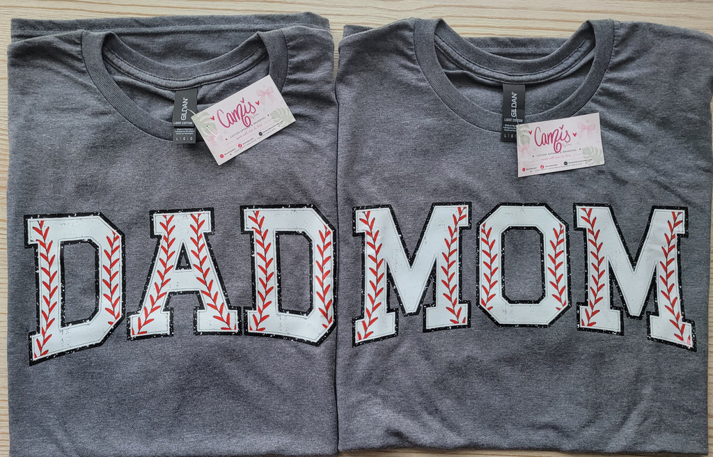 DAD&MOM matching baseball tees (sold as a set)