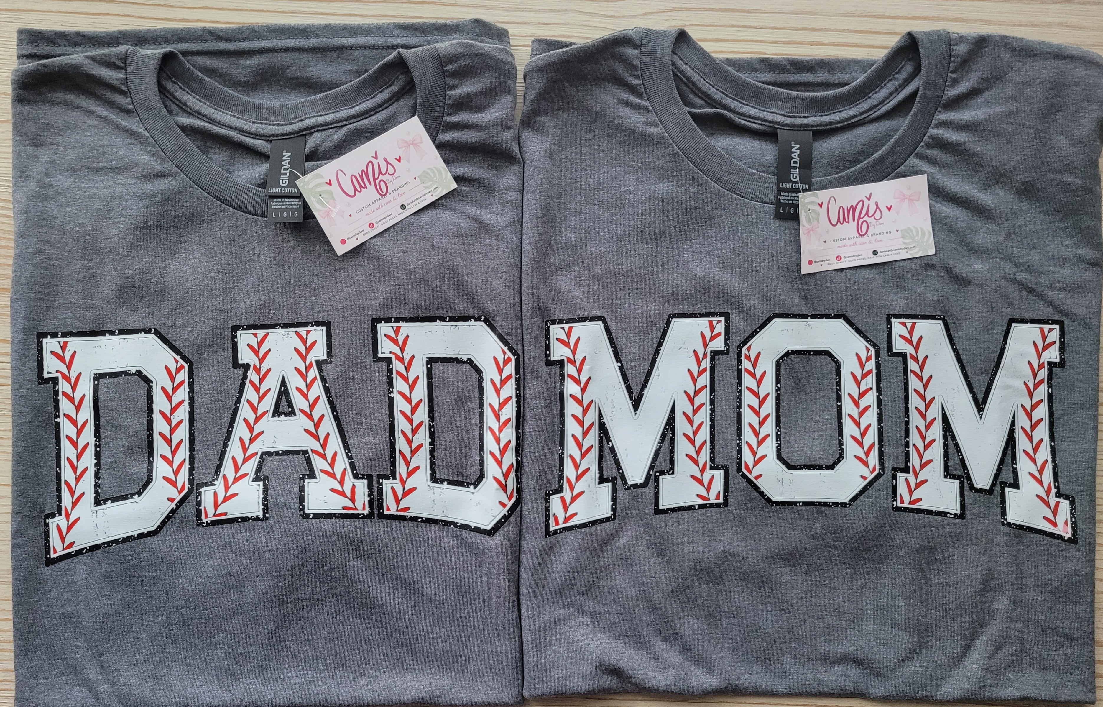 DAD&MOM matching baseball tees (sold as a set)