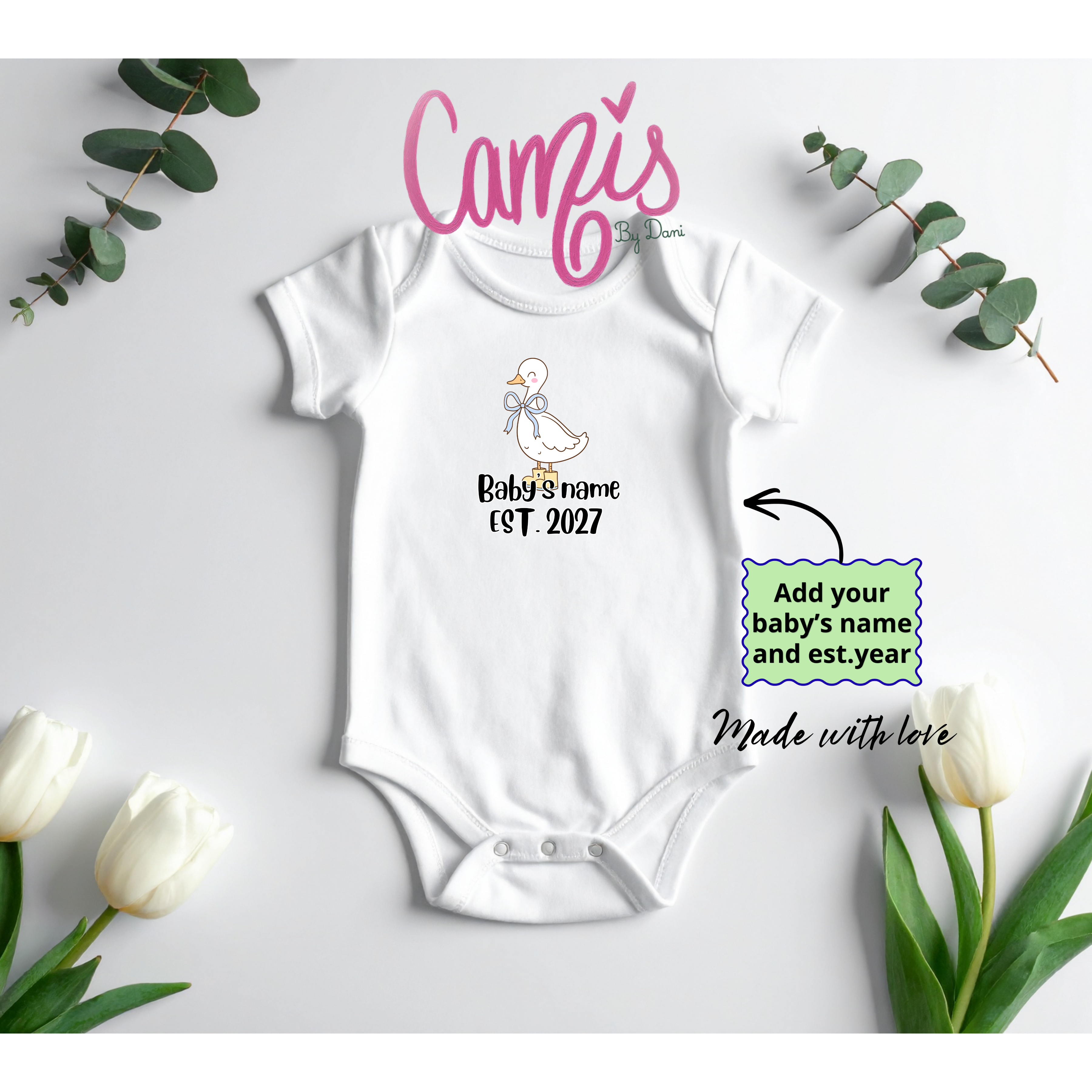 Custom Baby Onesie with Name and Year