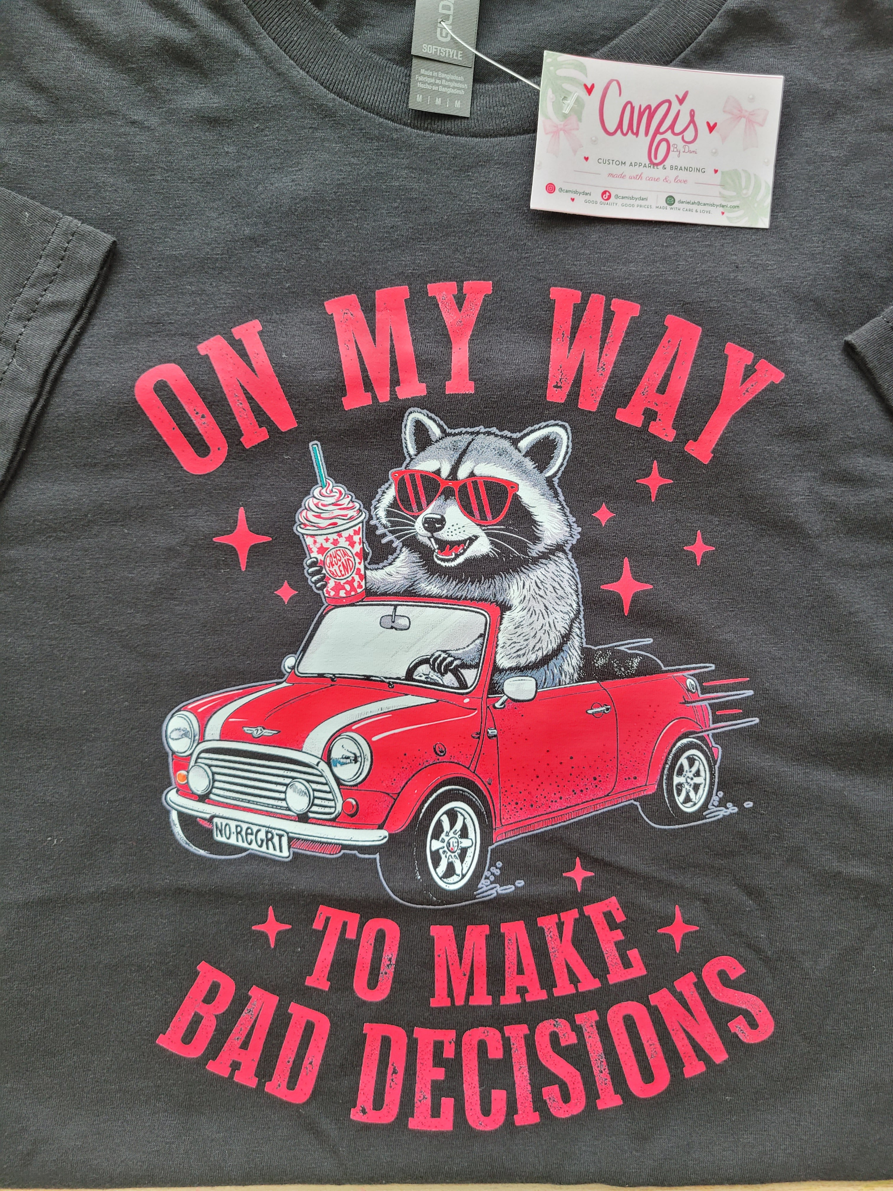 "On My Way To Make Bad Decisions" Raccoon Graphic Tee