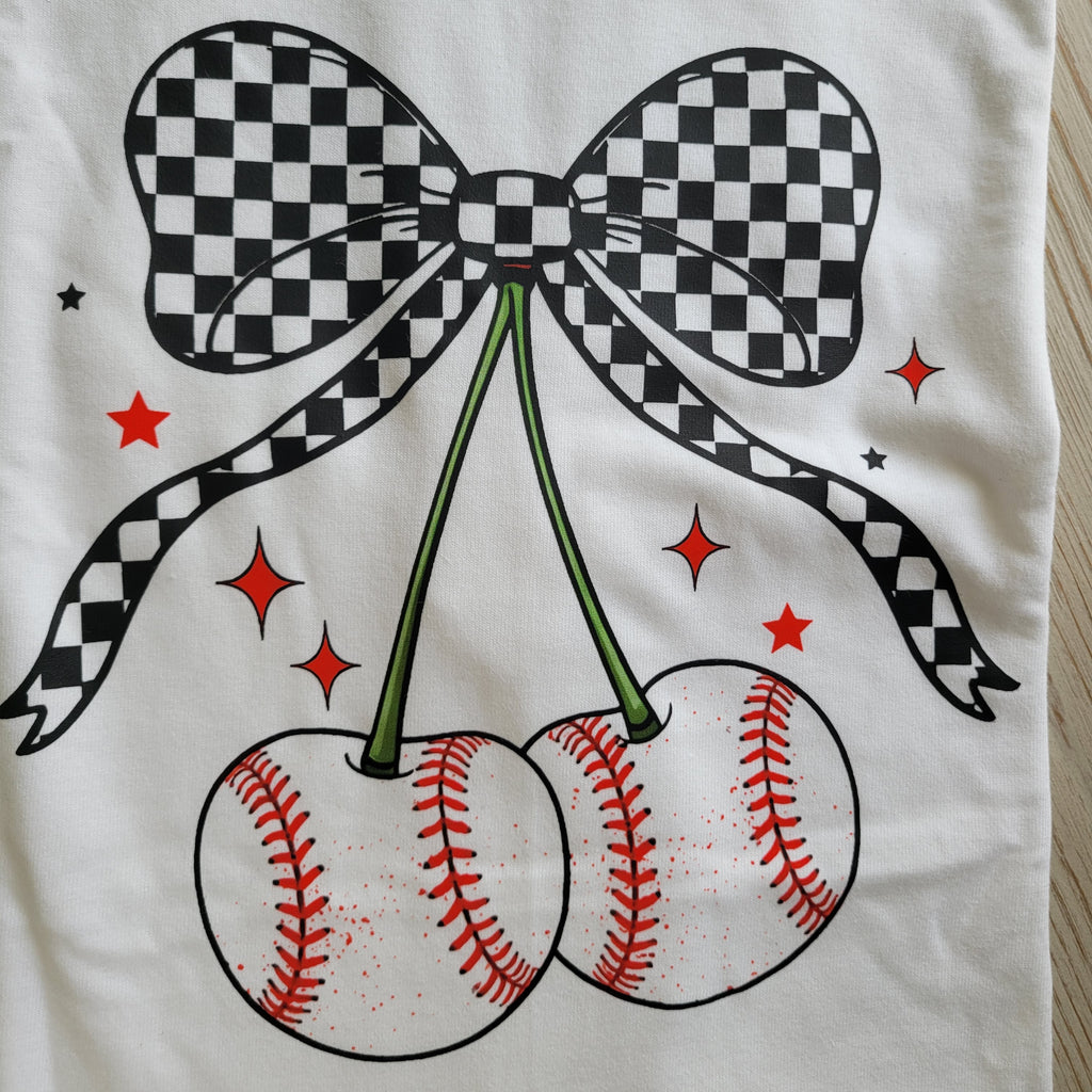 Coquette Checkerboard Baseball Cherry Graphic Tee