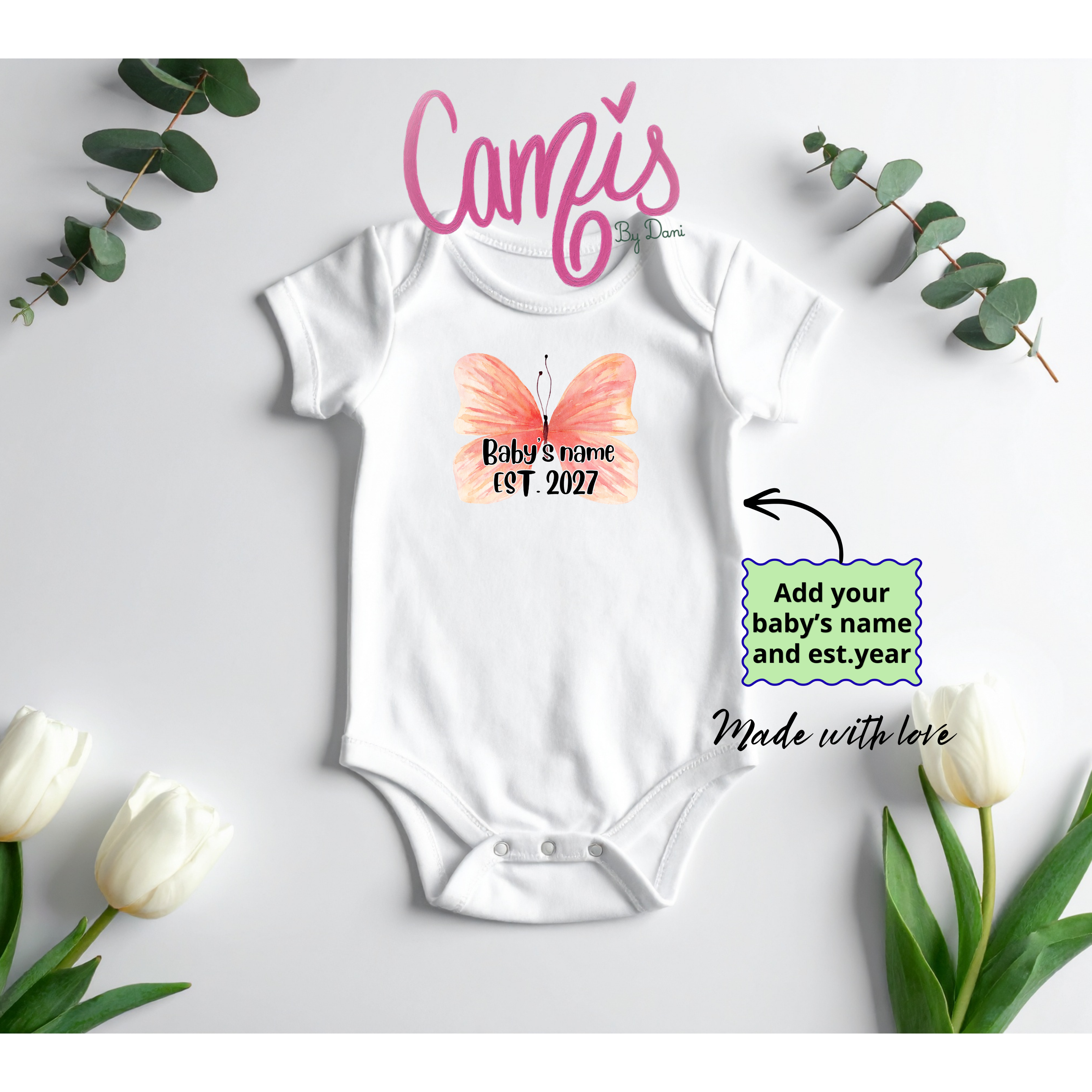 Custom Baby Onesie with Name and Year
