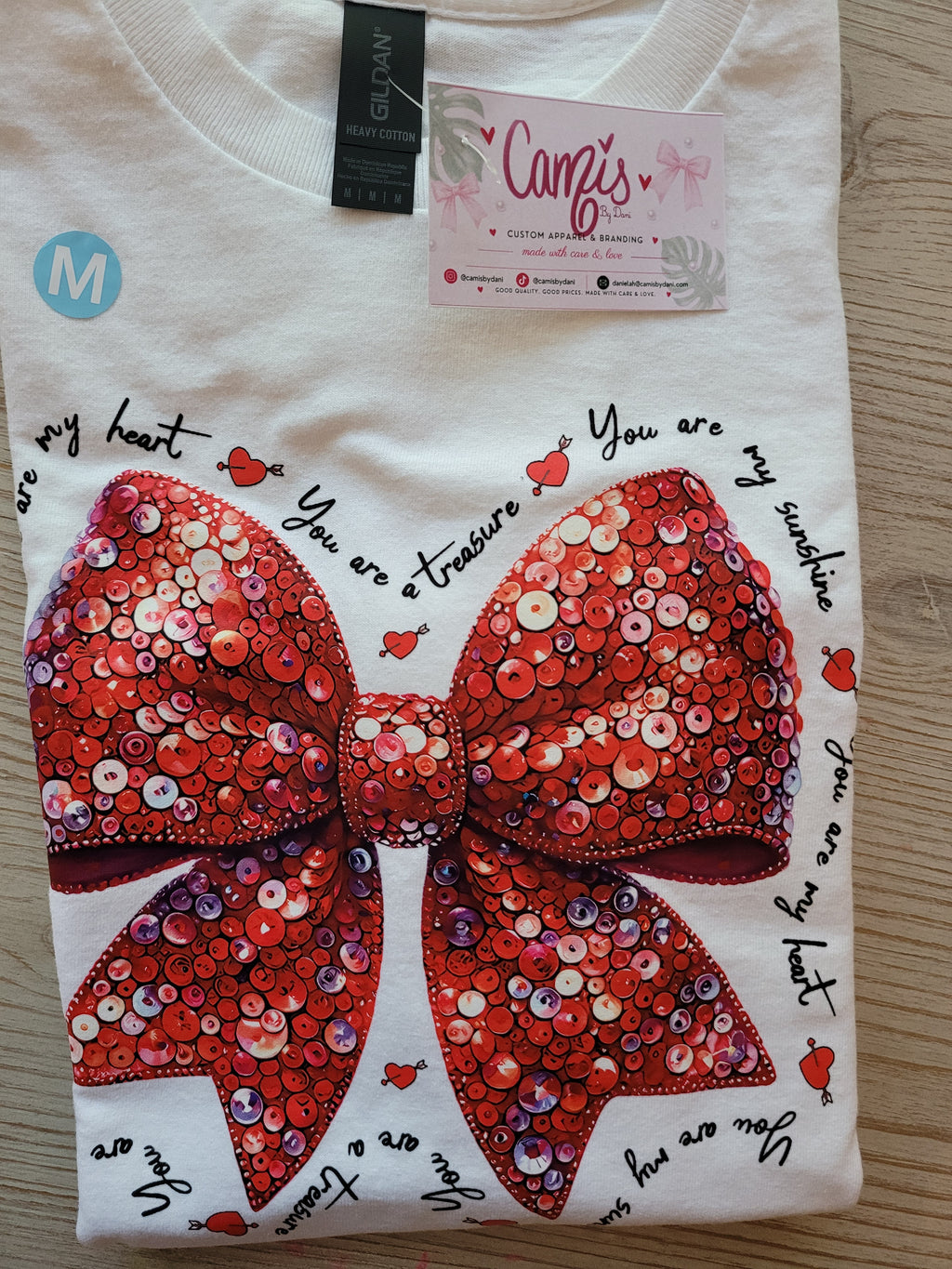Faux Sequin Red Bow Graphic Tee - Coquette Aesthetic Parents & Besties T-Shirt