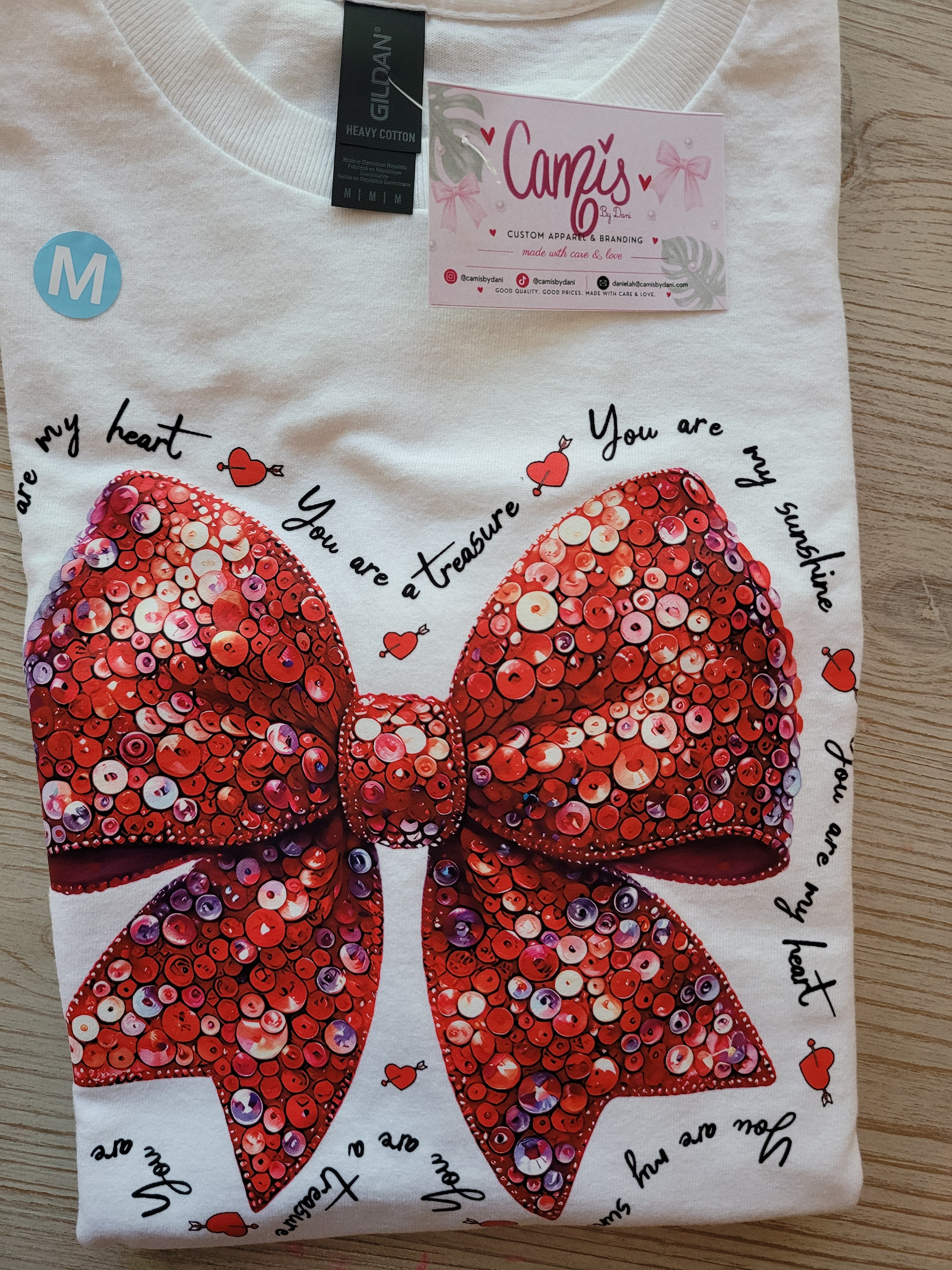 Faux Sequin Red Bow Graphic Tee - Coquette Aesthetic Parents & Besties T-Shirt