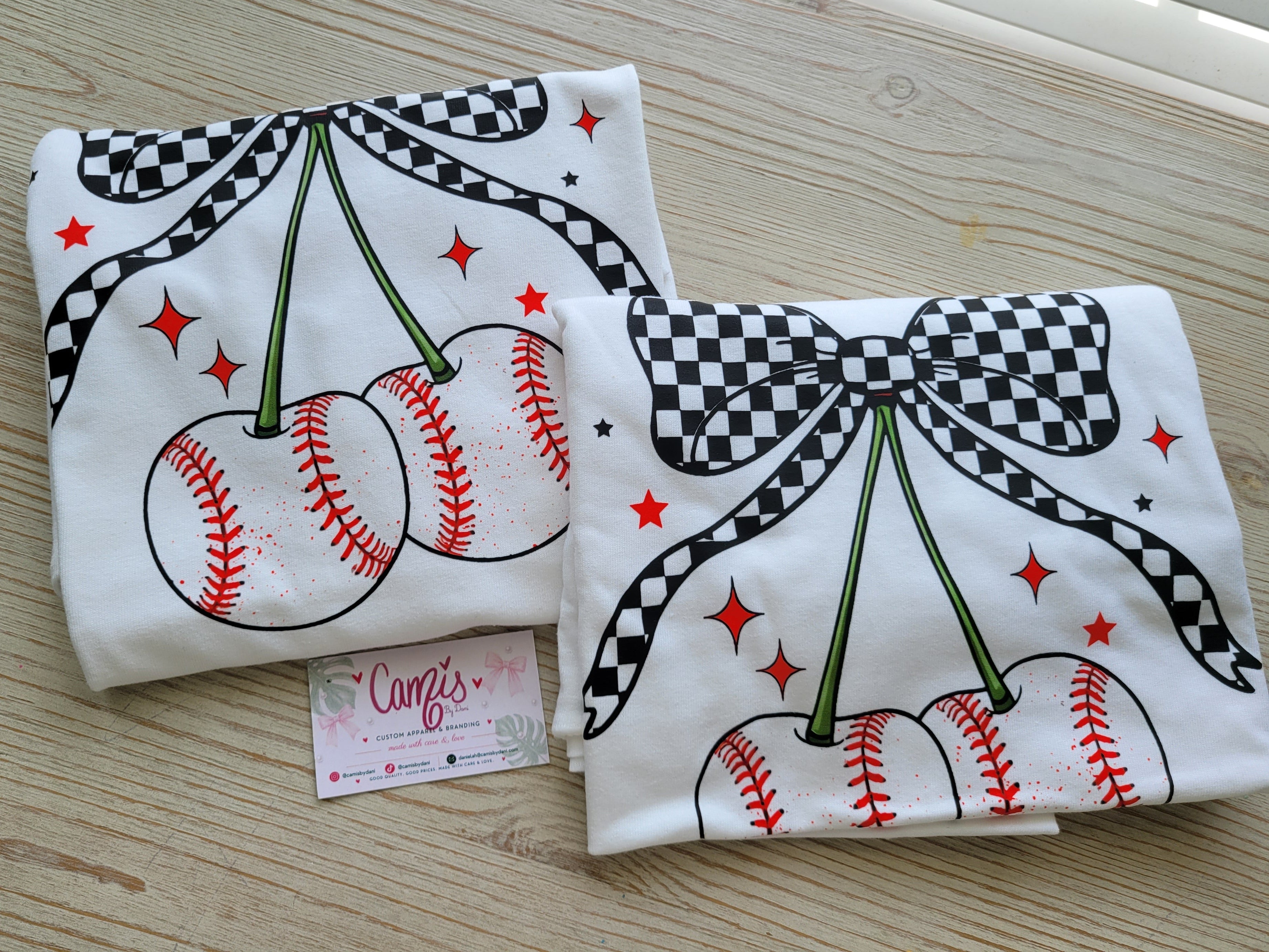 Coquette Checkerboard Baseball Cherry Graphic Tee