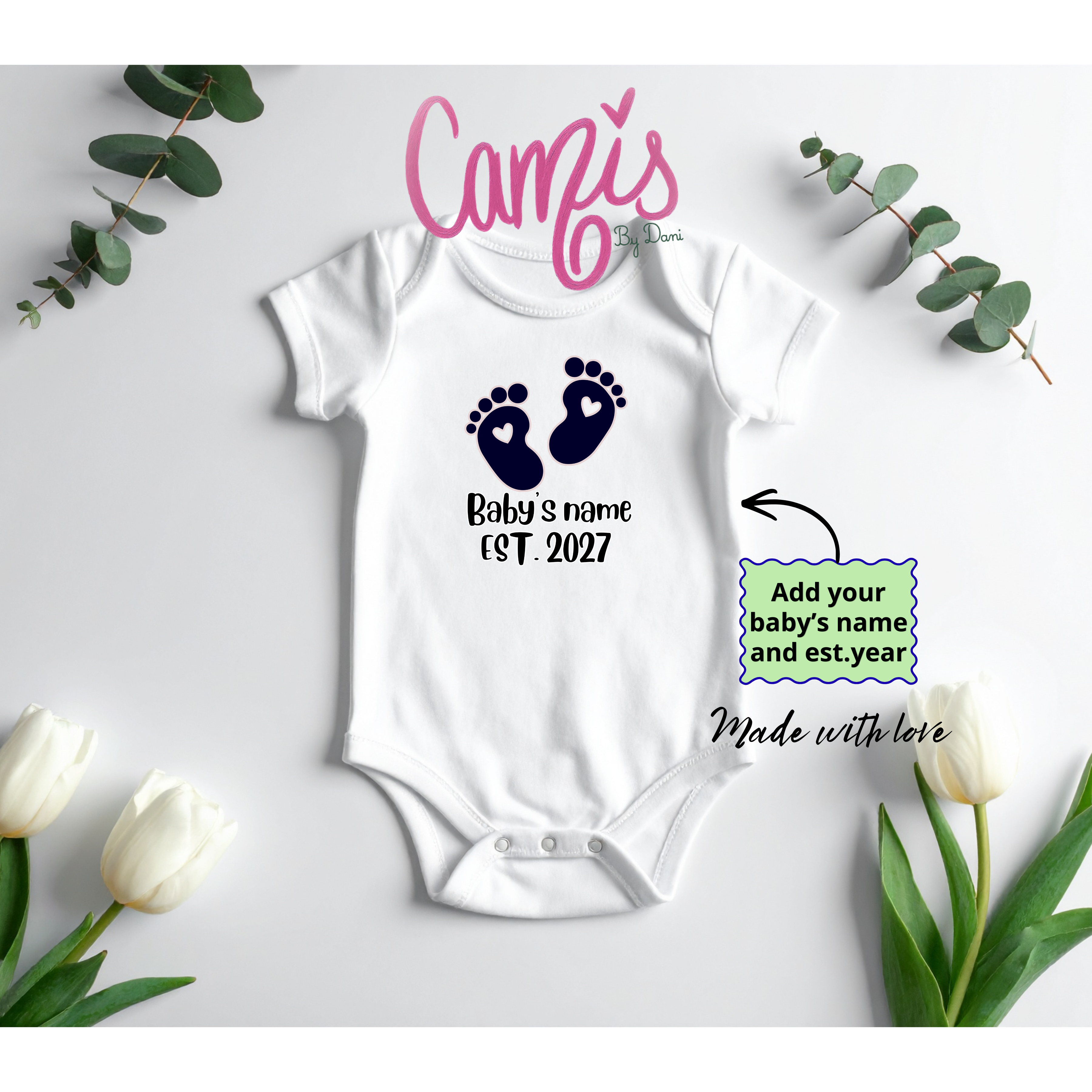 Custom Baby Onesie with Name and Year